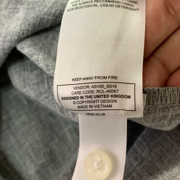 Rohan L Mens 2 Pocket Button Front Short Sleeve Shirt Gray Linen Blend Outdoor - Picture 9 of 9